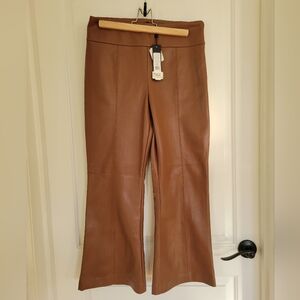 New BCBG Brown Faux Leather Pants Flare 10
